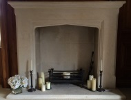 Hand-carved stone fireplace