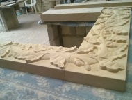 Bespoke Hand-Carved Stone Fireplace with Acorn Artwork 10